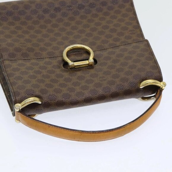 CELINE Macadam Canvas Hand Bag PVC Leather Brown Gold - Picture 6 of 16